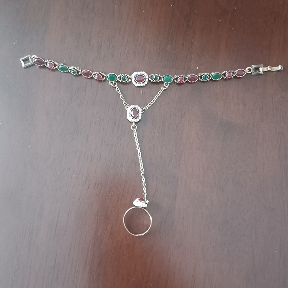 Turkish  Ruby Chain Bracelet & adjustable ring - Picture 3 of 8